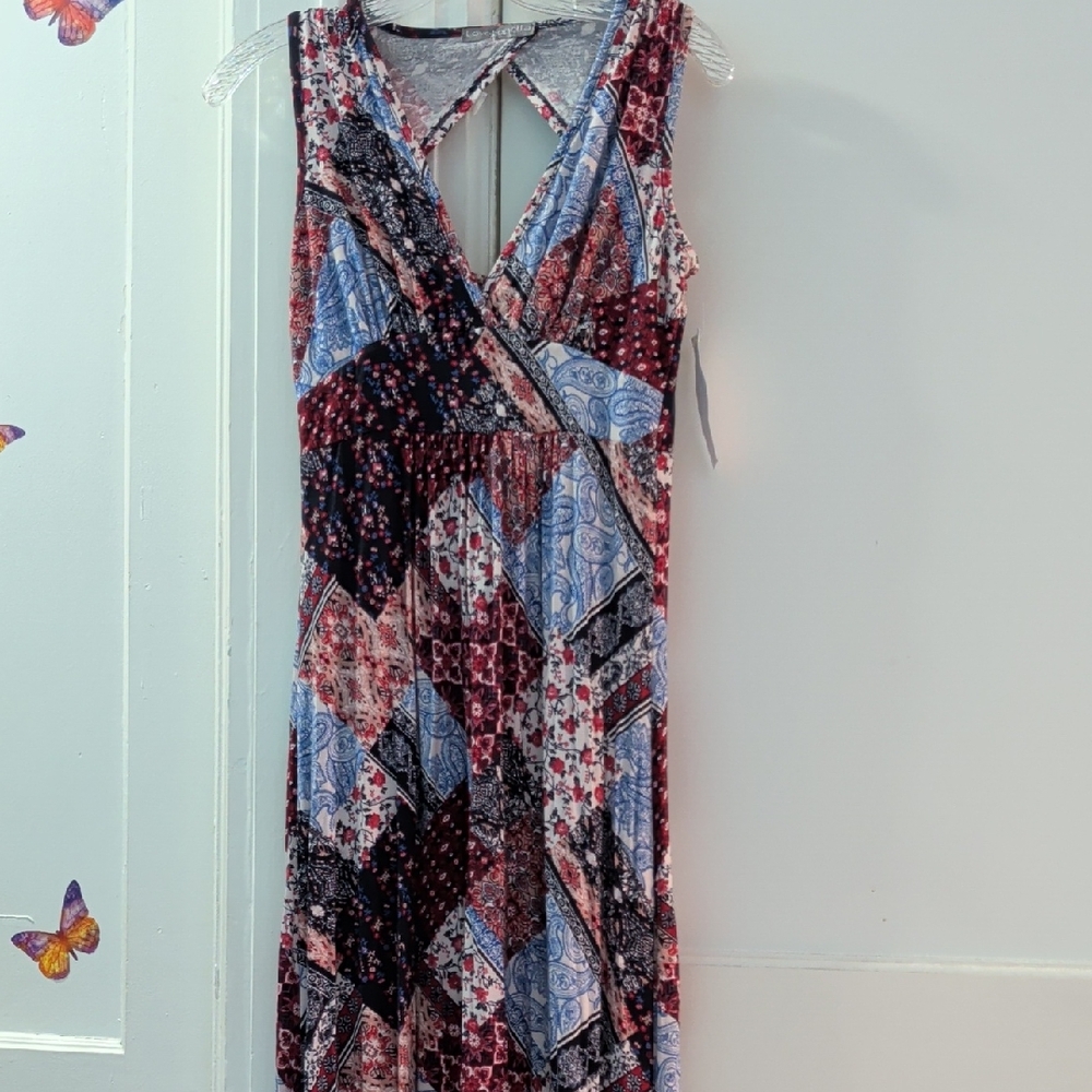 Loveappella, Patchwork Sleeveless Dress - Multicolor
